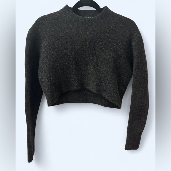 AllSaints Cropped Gray Wool Knit Sweater | Size Medium - Picture 3 of 8
